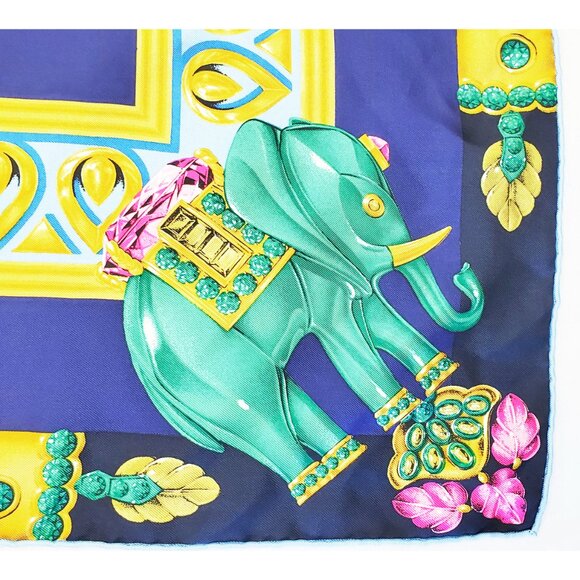 Cartier Multi-Color Multi-Elephants Silk Jacquard "Must de Cartier" Scarf Wrap - Picture 5 of 8